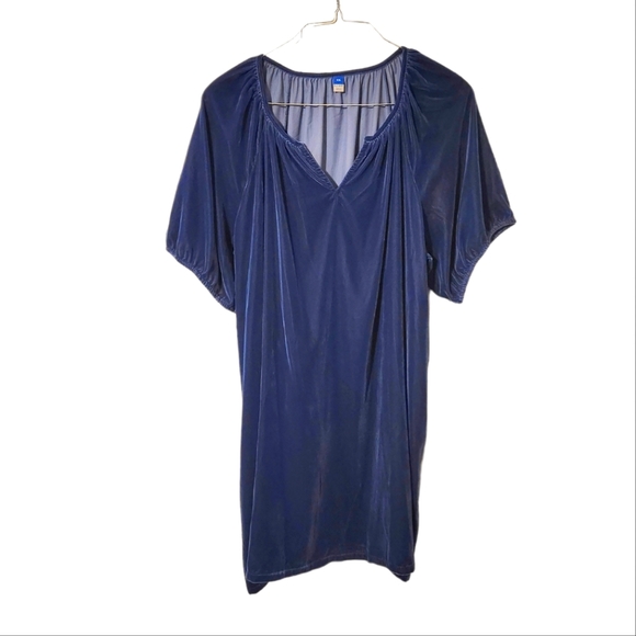 Old Navy Dresses & Skirts - Old Navy Blue Velvet Dress XXL Puff Sleeve Mini Shift